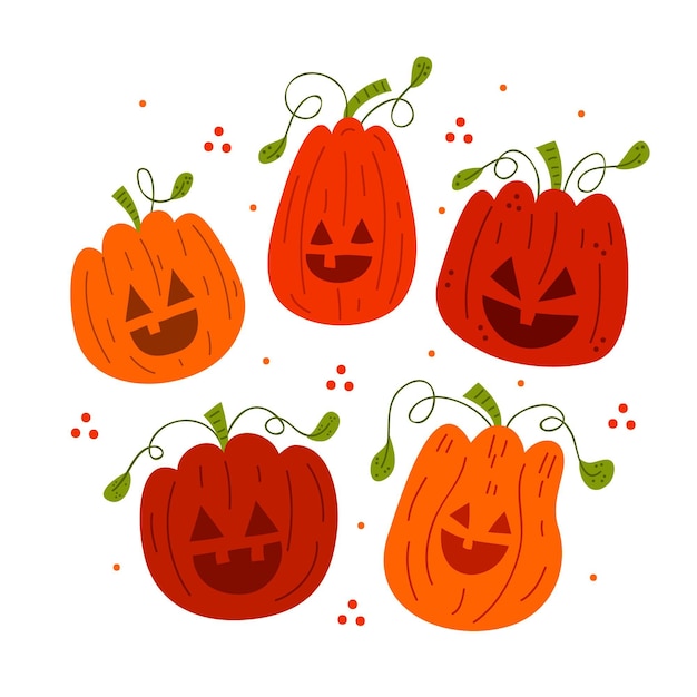 Hand drawn halloween pumpkin collection