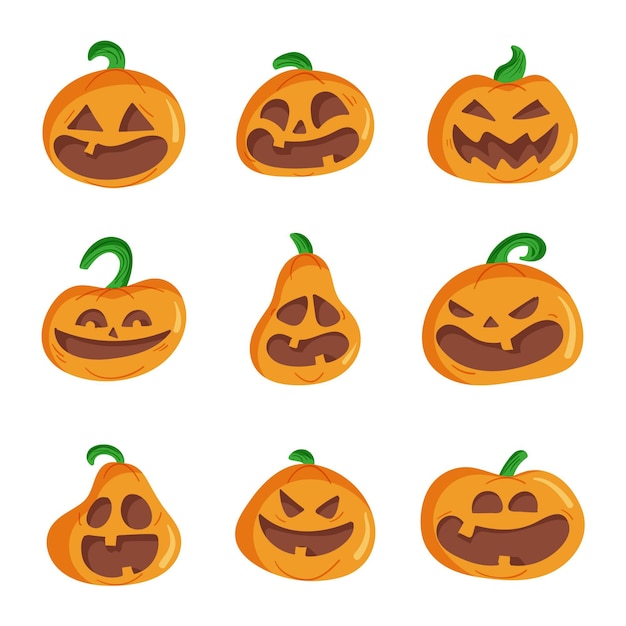 Free vector hand drawn halloween pumpkin collection