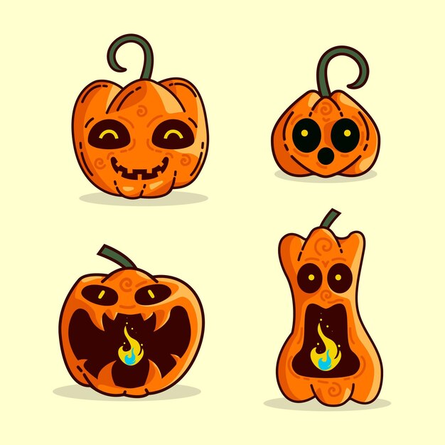 Hand drawn halloween pumpkin collection