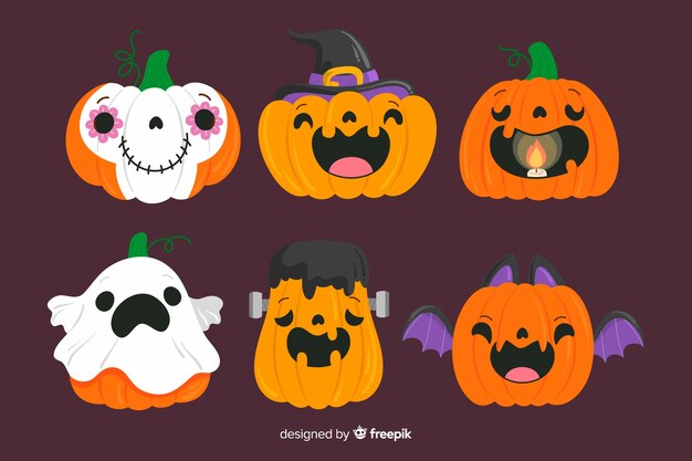 Hand drawn halloween pumpkin collection