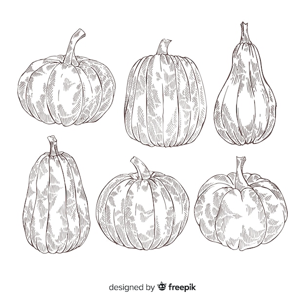 Free Vector hand drawn halloween pumpkin collection