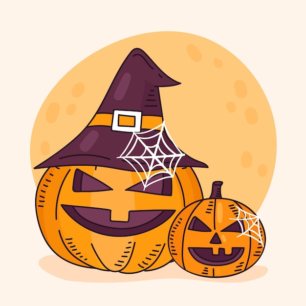 Hand drawn halloween pumpkin illustration