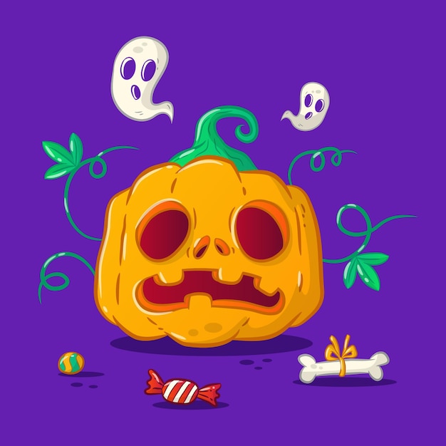 Vettore gratuito illustrazione disegnata a mano della zucca di halloween