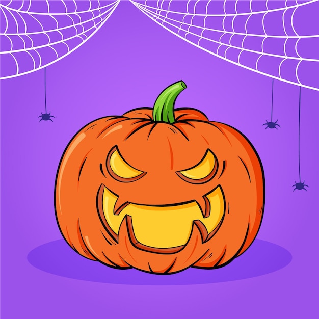 Vettore gratuito illustrazione disegnata a mano della zucca di halloween