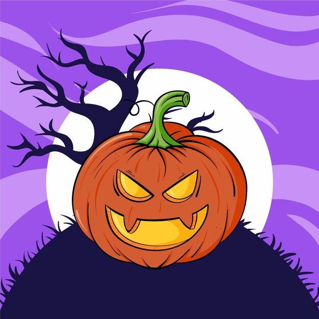 Hand drawn halloween pumpkin illustration