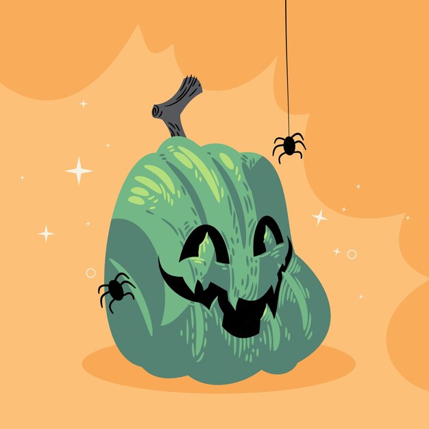 Vettore gratuito illustrazione disegnata a mano della zucca di halloween