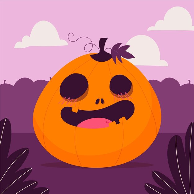 Hand drawn halloween pumpkin illustration