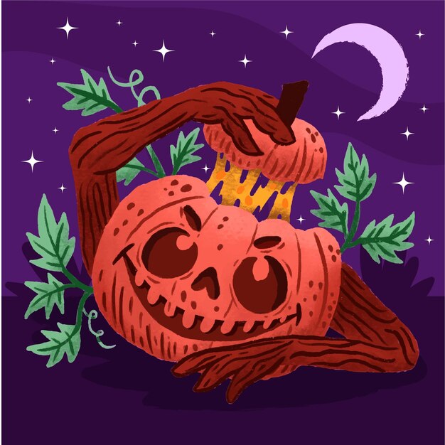 手描きのハロウィーンのカボチャのイラスト