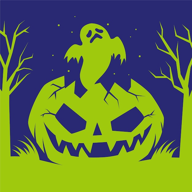 Бесплатное векторное изображение Ручной обращается силуэт тыквы хэллоуина