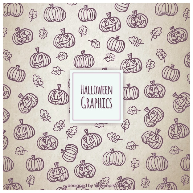 Free Vector hand drawn halloween pumpkins background