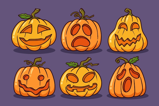 Free vector hand drawn halloween pumpkins illustration