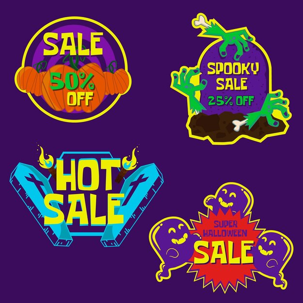 Hand drawn halloween sale badge colleciton