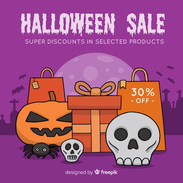 Hand drawn halloween sale composition