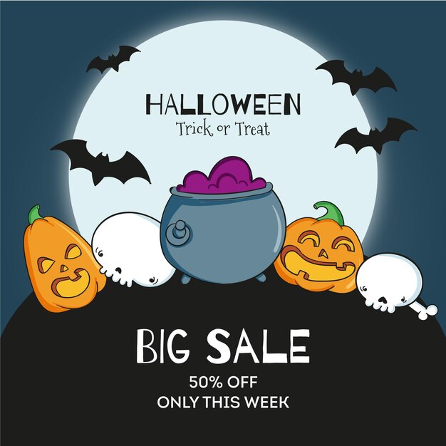 Hand drawn halloween sale concept