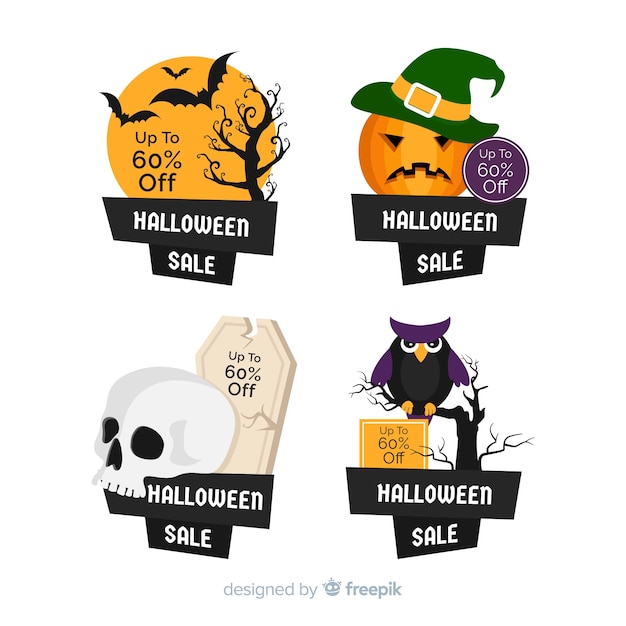 Free vector hand drawn halloween sale label collection