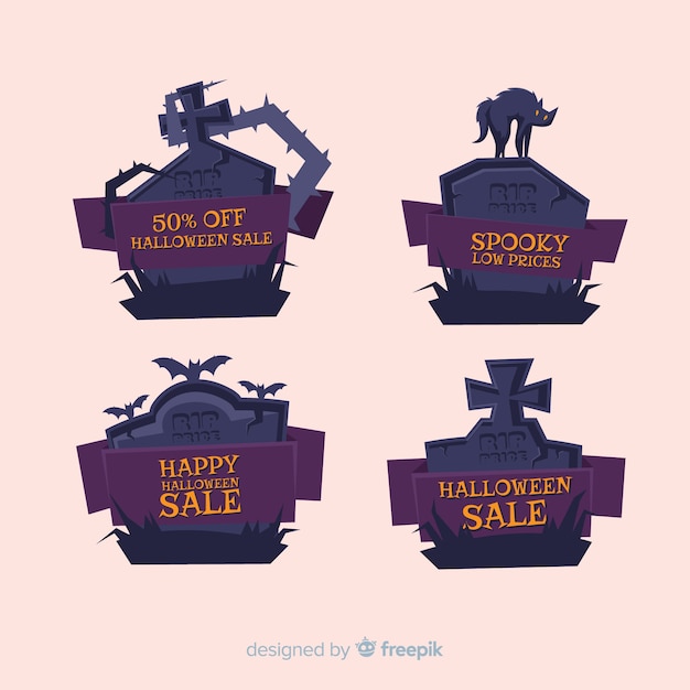 Free vector hand drawn halloween sale label collection