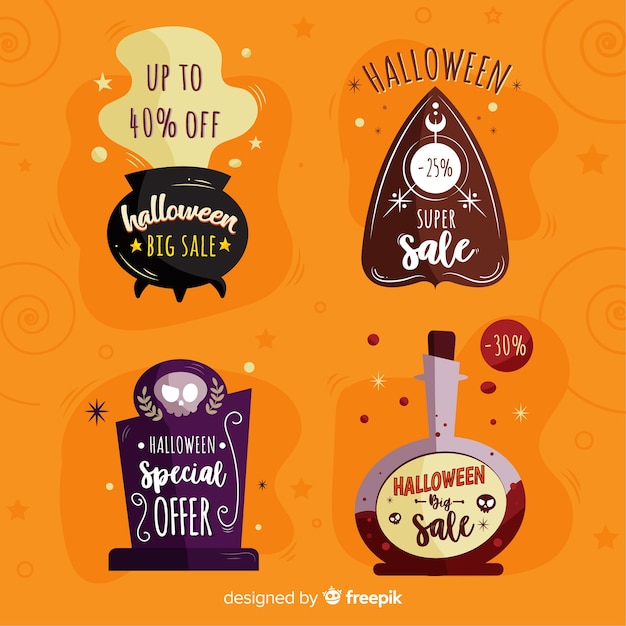 Hand drawn halloween sale label collection