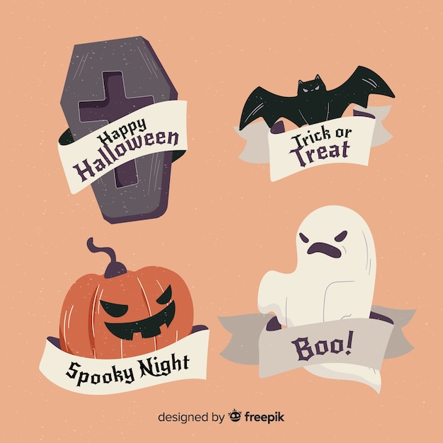 Free vector hand drawn halloween sale label collection