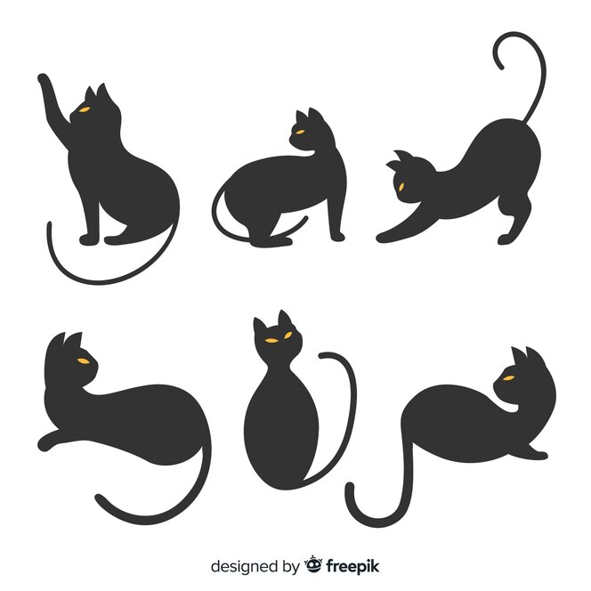 猫の手描きハロウィーンシルエット プレミアムベクター 猫の手描きハロウィーンシルエット プレミアムベクター