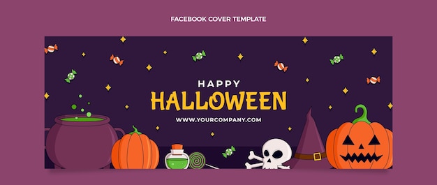 Hand drawn halloween social media cover template