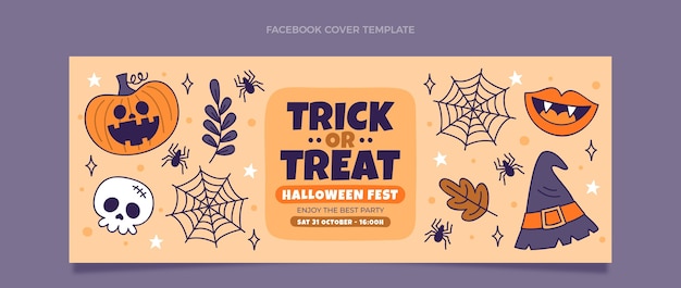 Free vector hand drawn halloween social media cover template