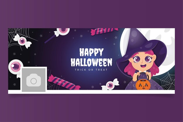 Hand drawn halloween social media cover template