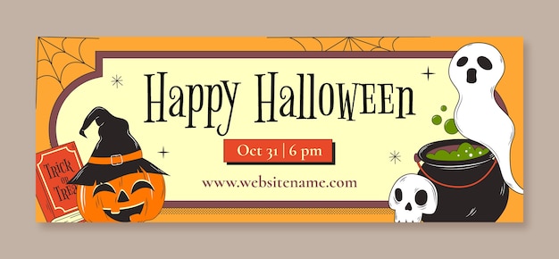 Hand drawn halloween social media cover template