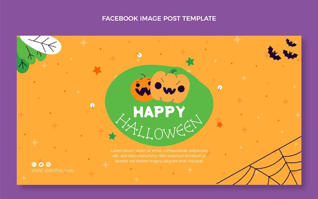 Hand drawn halloween social media post template