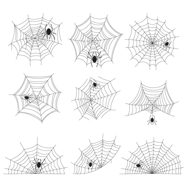 Коллекция рисованной паутины хэллоуина