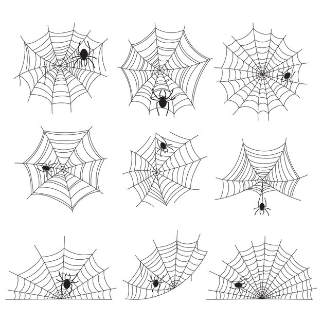 Hand drawn halloween spider webs  collection