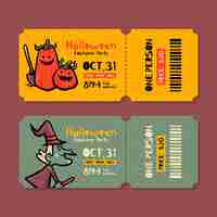 Free vector hand drawn halloween tickets