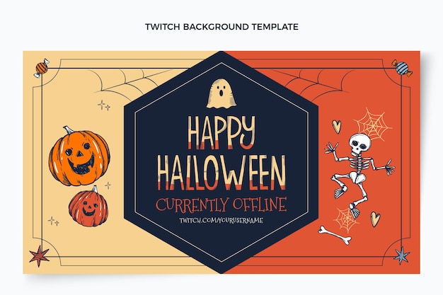 Free vector hand drawn halloween twitch background