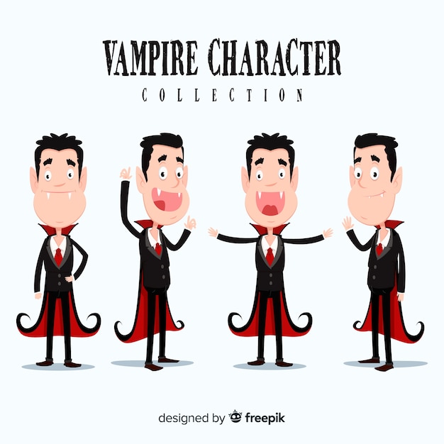 Vettore gratuito collezione di personaggi disegnati a mano vampiro halloween