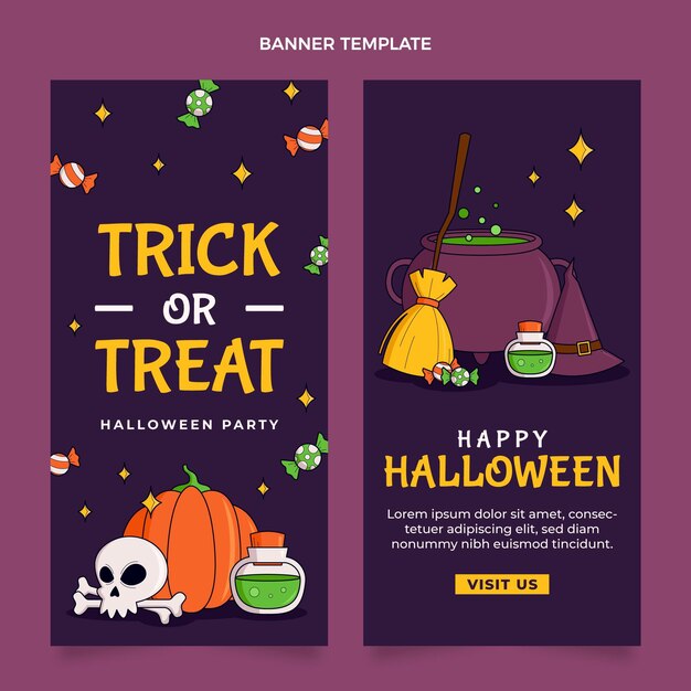Hand drawn halloween vertical banners set