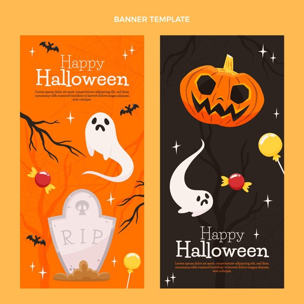 Hand drawn halloween vertical banners set
