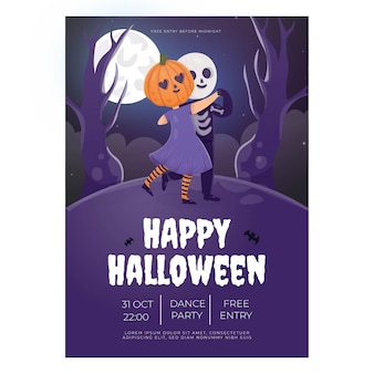 Hand drawn halloween vertical party poster template