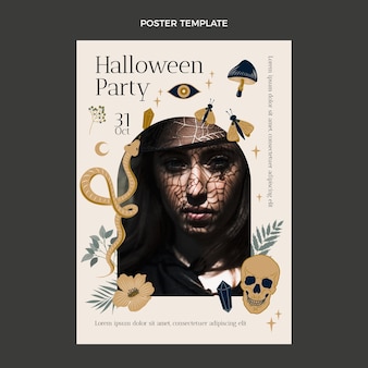 Hand drawn halloween vertical poster template