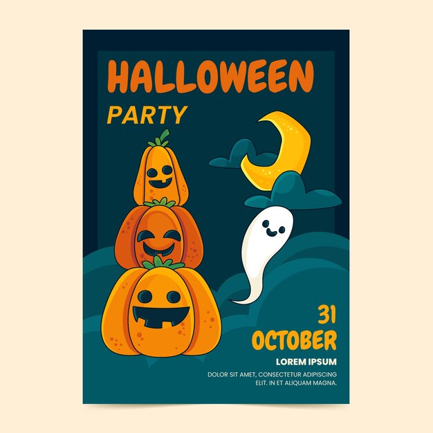 Hand drawn halloween vertical poster template