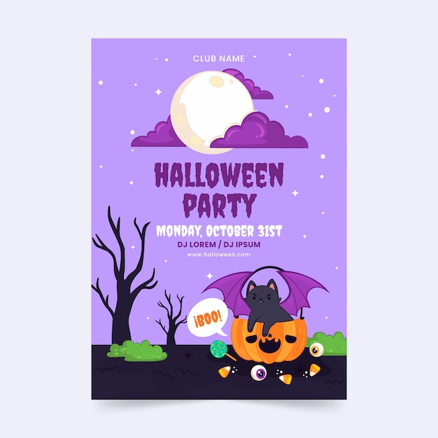 Modello di poster verticale di halloween disegnato a mano