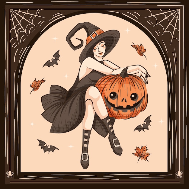 Vettore gratuito illustrazione dell'annata di halloween disegnata a mano