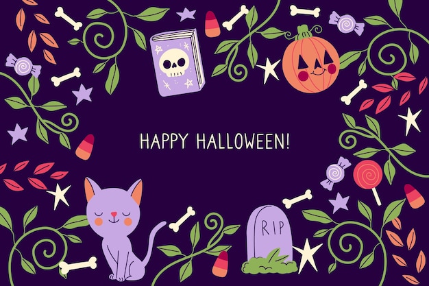 Hand-drawn halloween wallpaper theme