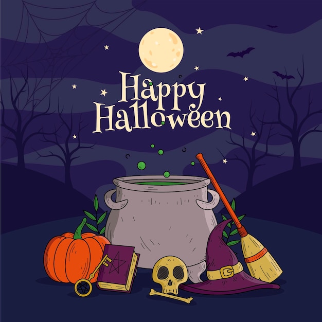 Free vector hand drawn halloween wallpaper