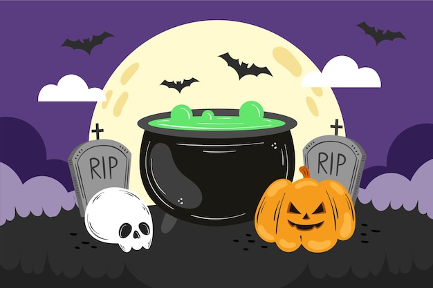 Free vector hand-drawn halloween wallpaper