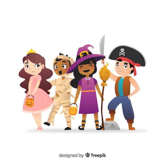 Free vector hand drawn halloween young adult collection