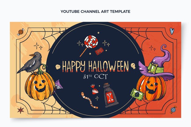 Нарисованное от руки искусство канала youtube хэллоуина