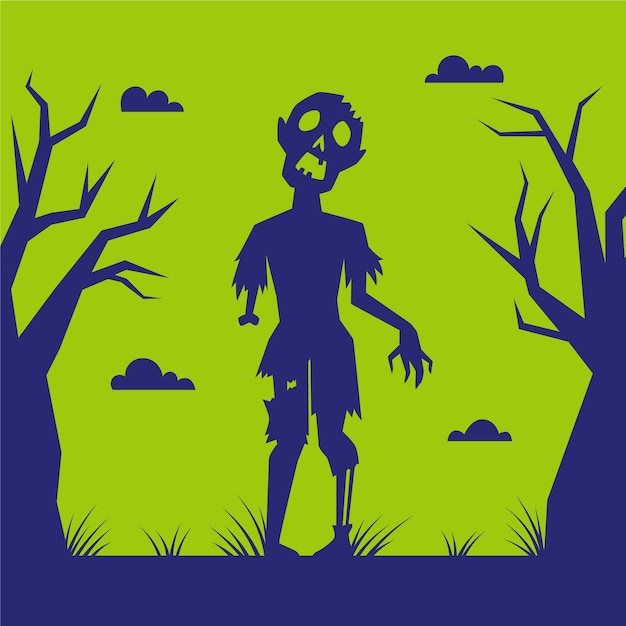 Free vector hand drawn halloween zombie silhouette