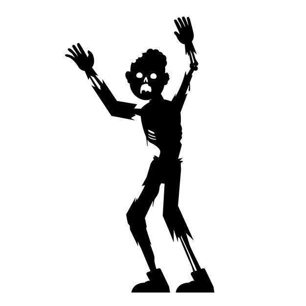 Нарисованный рукой силуэт зомби хэллоуина