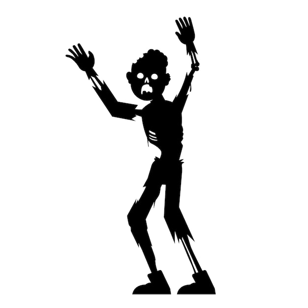 Hand drawn halloween zombie silhouette