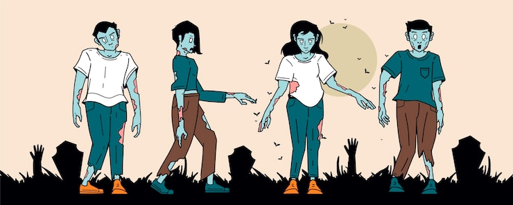 Free Vector hand drawn halloween zombies collection