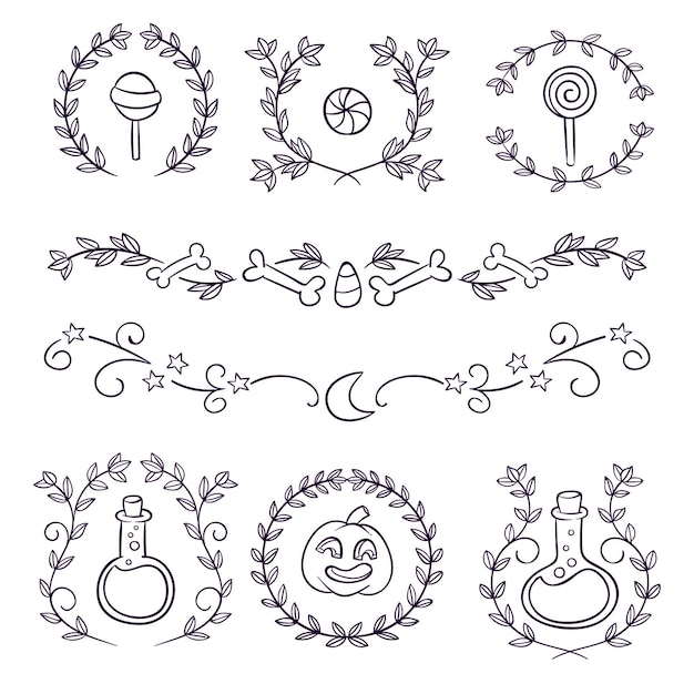 Free vector hand drawn haloween ornaments collection